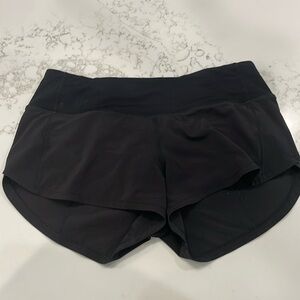 Lululemon black size 2, inseam 2.5 inch, low rise, speed up shorts
